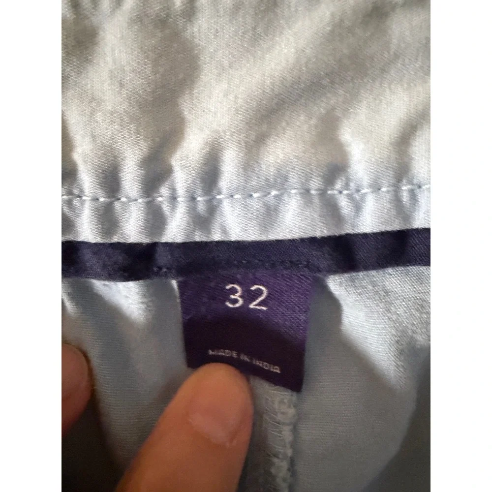 Faherty Mens Light Blue Chino Shorts Embroidered Surfer Logo Size 32